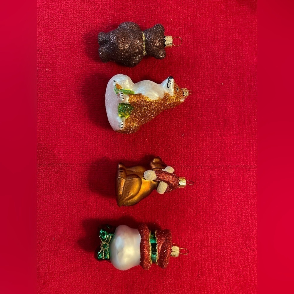 Impuls Blown Glass Hand Painted Ornaments Lot Of 4 Teddy Bear, Snowman, Fox, Lab - Picture 3 of 6